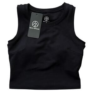 NWT Move Theology Cut-Out Contour Black Ribbed Athletic Tank Top Small